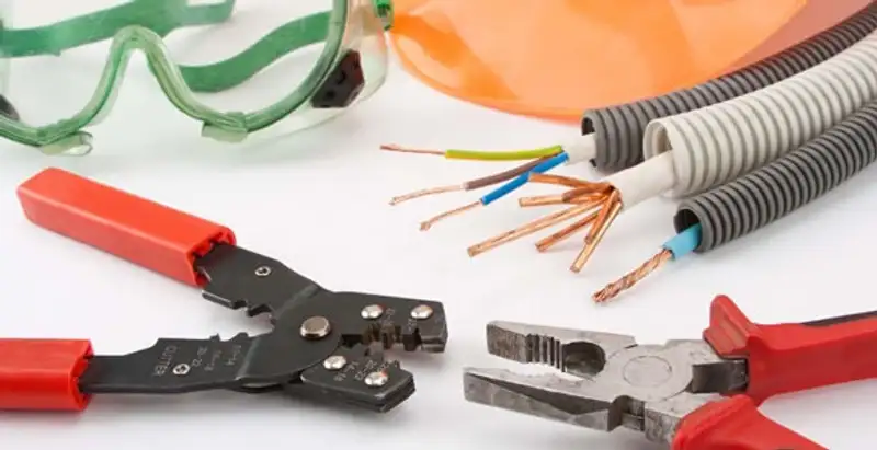 Electrical wiring repair with professional tools and safety equipment in Conley, GA