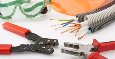 Electrical wiring repair with professional tools and safety equipment in Decatur, GA